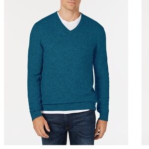 Express Men's Teal V-Neck Sweater
